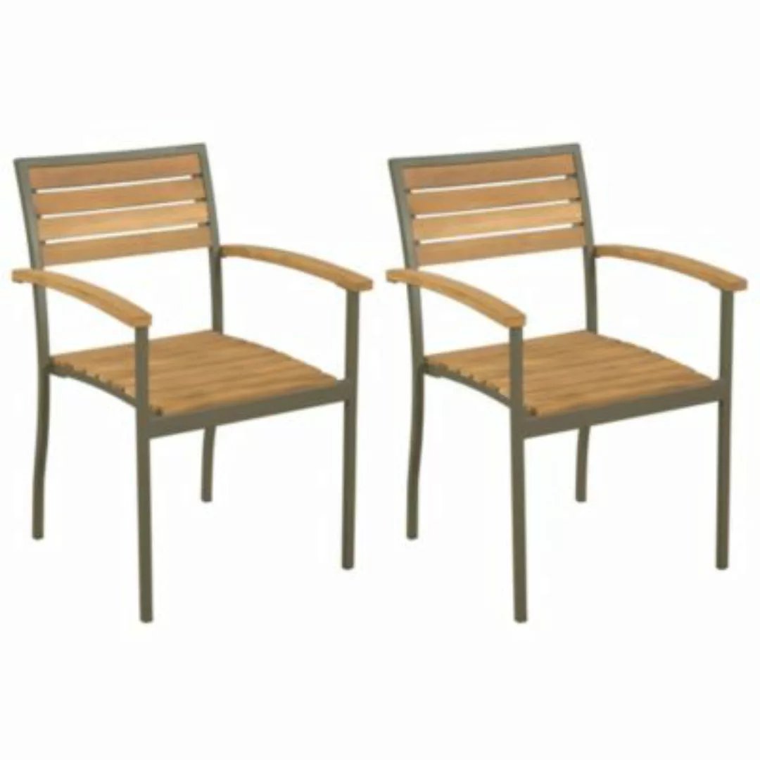 Stapelbare Gartenstühle 2 Stk. Akazie Massivholz Und Stahl günstig online kaufen