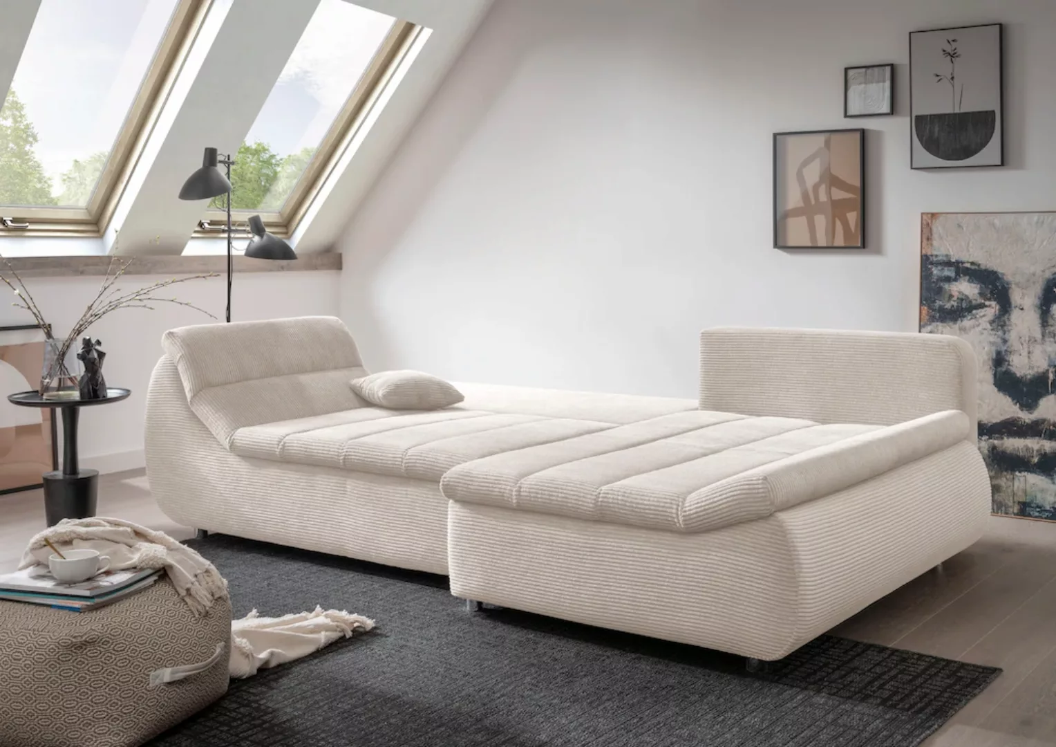 INOSIGN Ecksofa »Imola elegant und bequem, aktuelle Steppung im Sitz, L-For günstig online kaufen