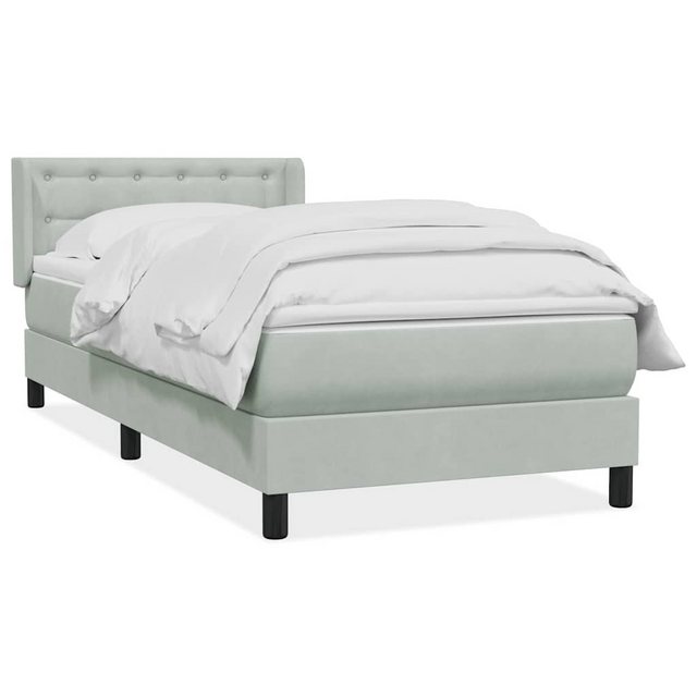 vidaXL Boxspringbett, Boxspringbett mit Matratze Hellgrau 90x210 cm Samt günstig online kaufen