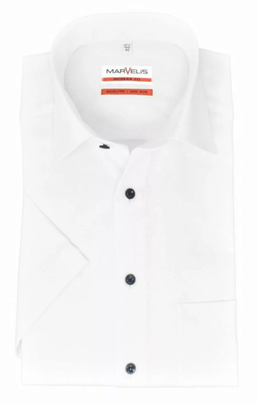 MARVELIS Kurzarmhemd Kurzarmhemd - Modern Fit - Struktur - Weiß günstig online kaufen
