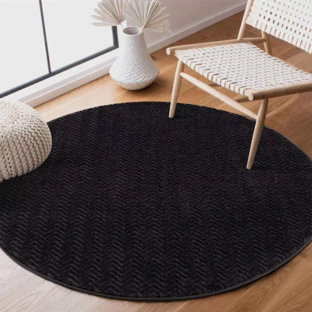 Carpet City Teppich »Friseé-Teppich FANCY900«, rund, 12 mm Höhe, Kurzflor, günstig online kaufen