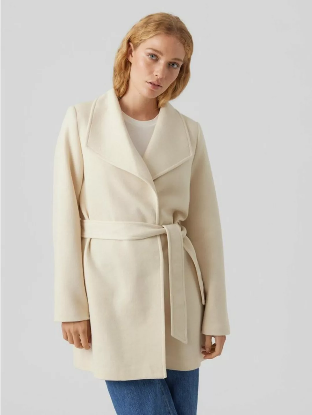 Vero Moda Kurzmantel Eleganter Kurz Mantel mit Bindegürtel Legere Winterjac günstig online kaufen