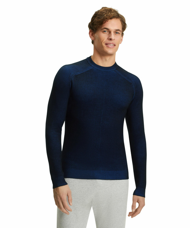 FALKE Herren Pullover Rundhals, XXL, Blau, Rippe, Schurwolle, 60195-643706 günstig online kaufen