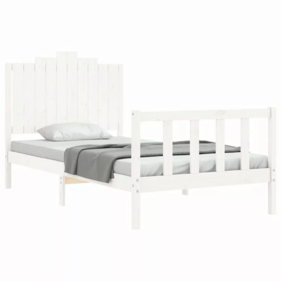 vidaXL Bett Massivholzbett mit Kopfteil Weiß 100x200 cm günstig online kaufen