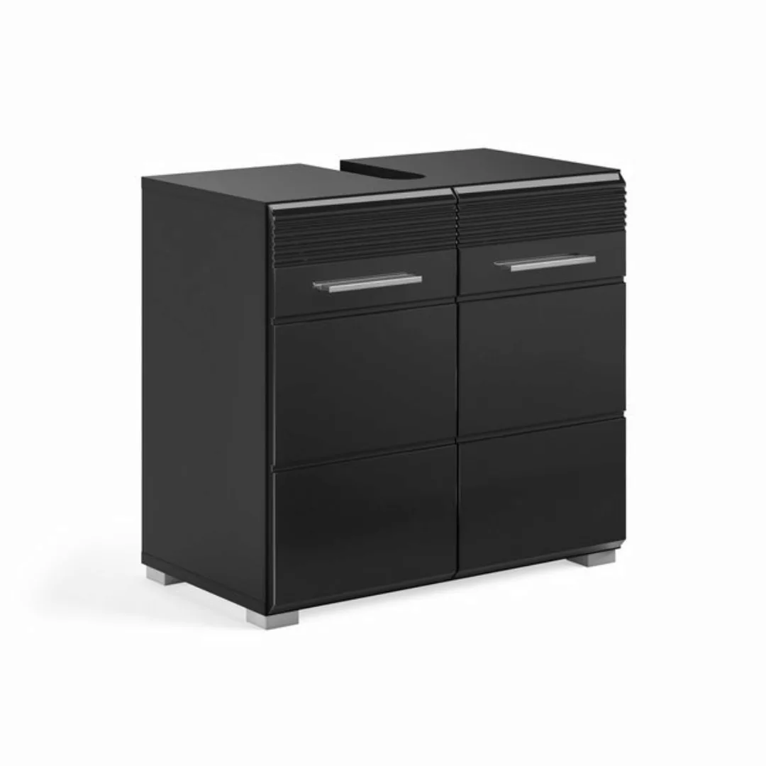 xonox.home Waschbeckenunterschrank in Schwarz Hochglanz - 60x56x34cm (BxHxT günstig online kaufen