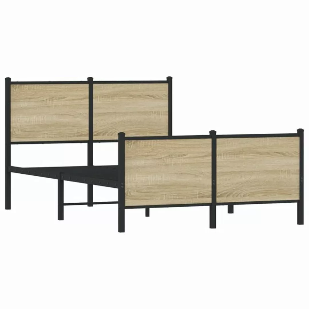 vidaXL Bett Metallbett ohne Matratze Sonoma-Eiche 120x190 cm günstig online kaufen