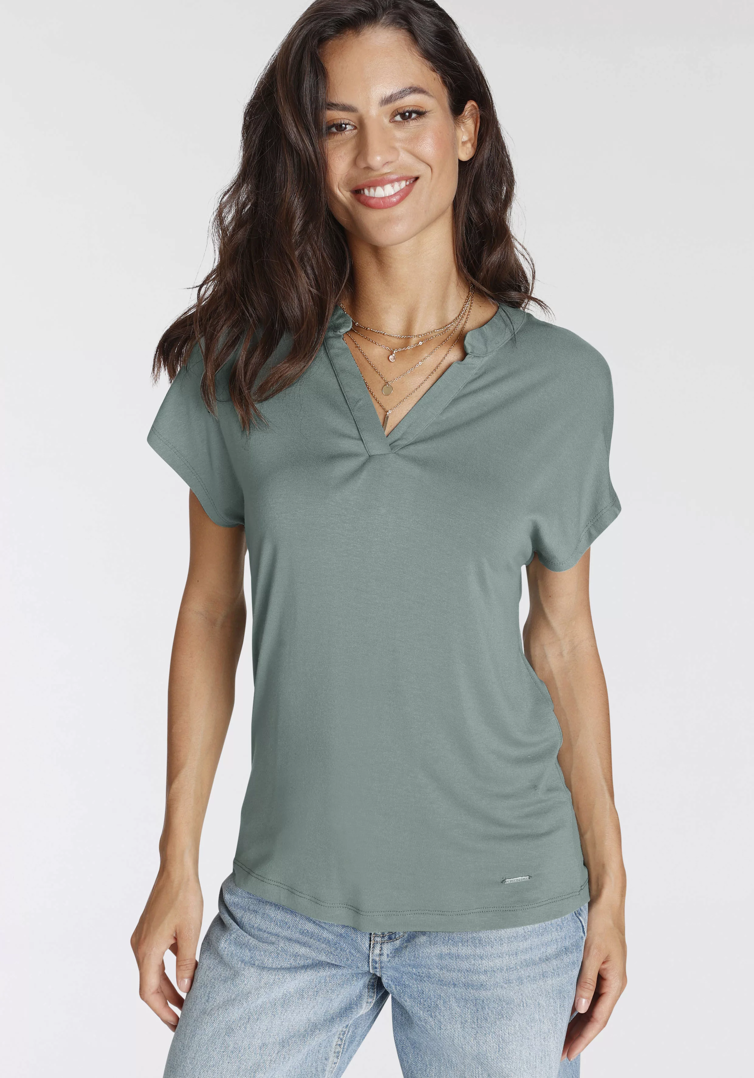 Laura Scott T-Shirt mit Rundhalsausschnitt und Blende günstig online kaufen
