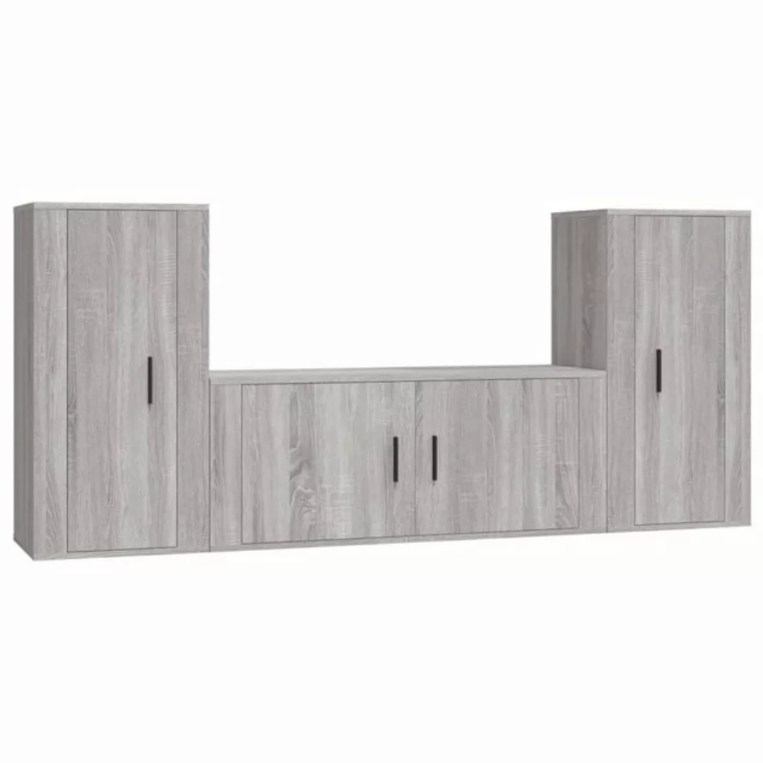 vidaXL TV-Schrank 3-tlg. TV-Schrank-Set Grau Sonoma Holzwerkstoff (3-St) günstig online kaufen