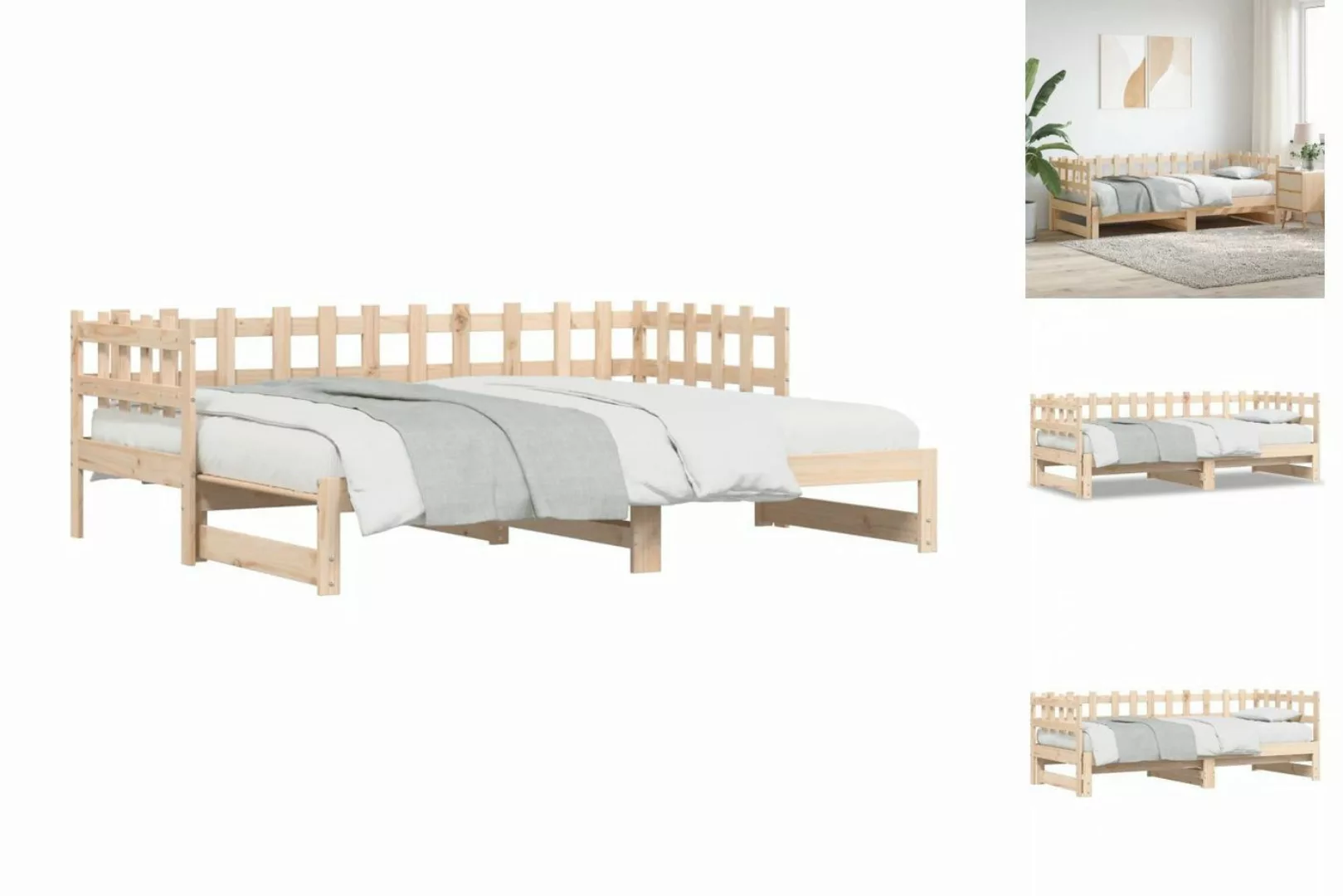 vidaXL Gästebett Gästebett Tagesbett Ausziehbar 2x90x190 cm Massivholz Kief günstig online kaufen