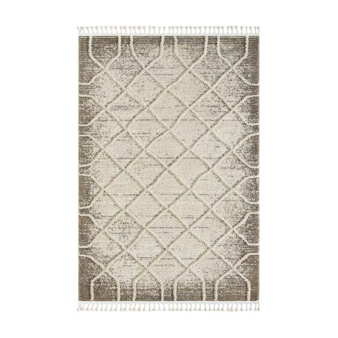 Teppich Skandi Stil in Hellgrau und Weiß geometrischem Muster günstig online kaufen
