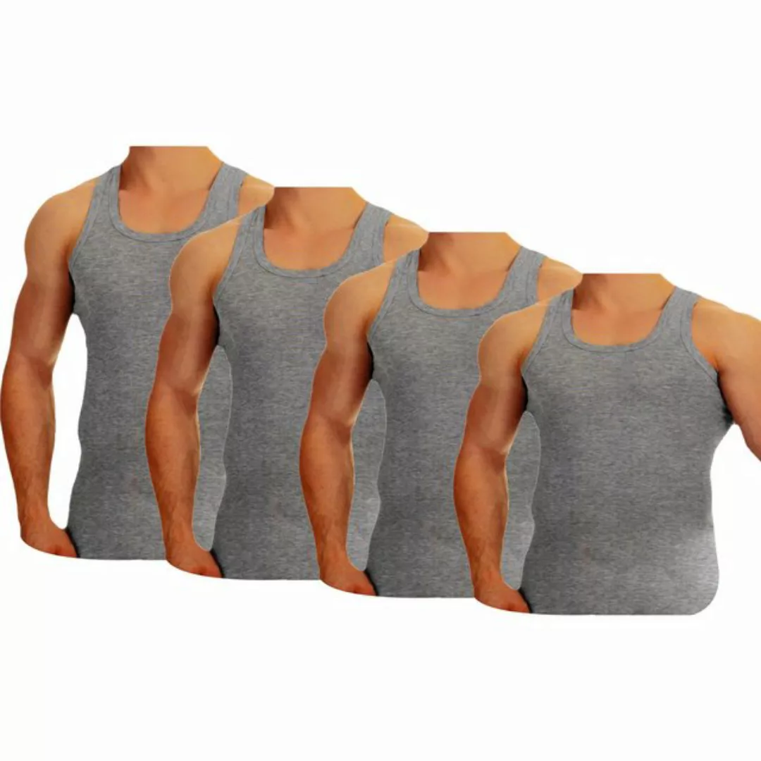 TEXEMP Tanktop 4er Pack Herren Unterhemd Baumwolle Tank Top Feinripp Shirt günstig online kaufen