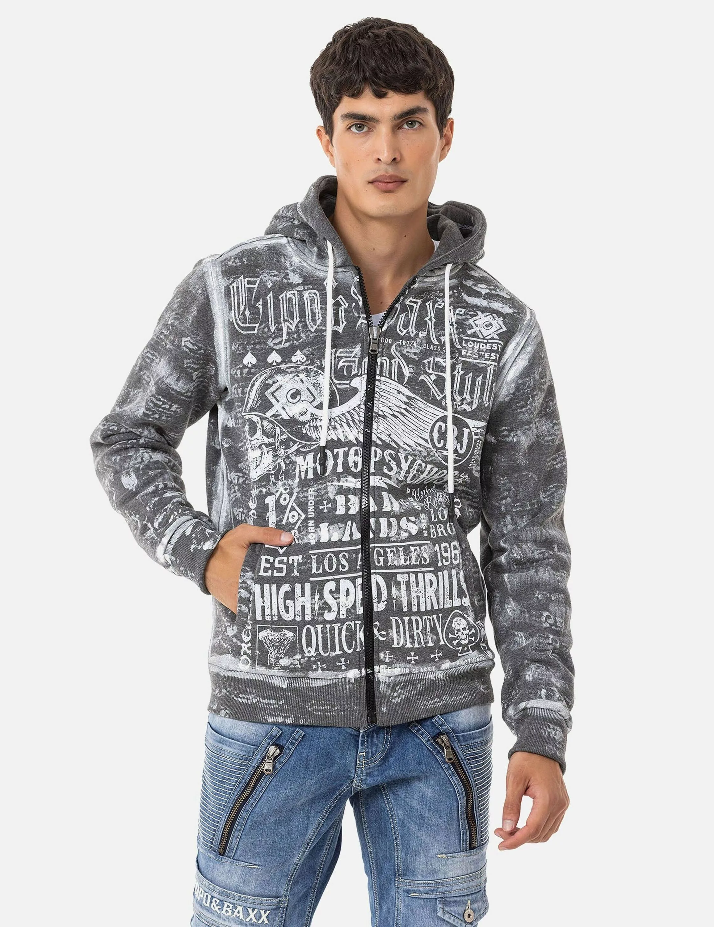 Cipo & Baxx Sweatjacke "Jacken", mit auffälligem Print, CL544 günstig online kaufen