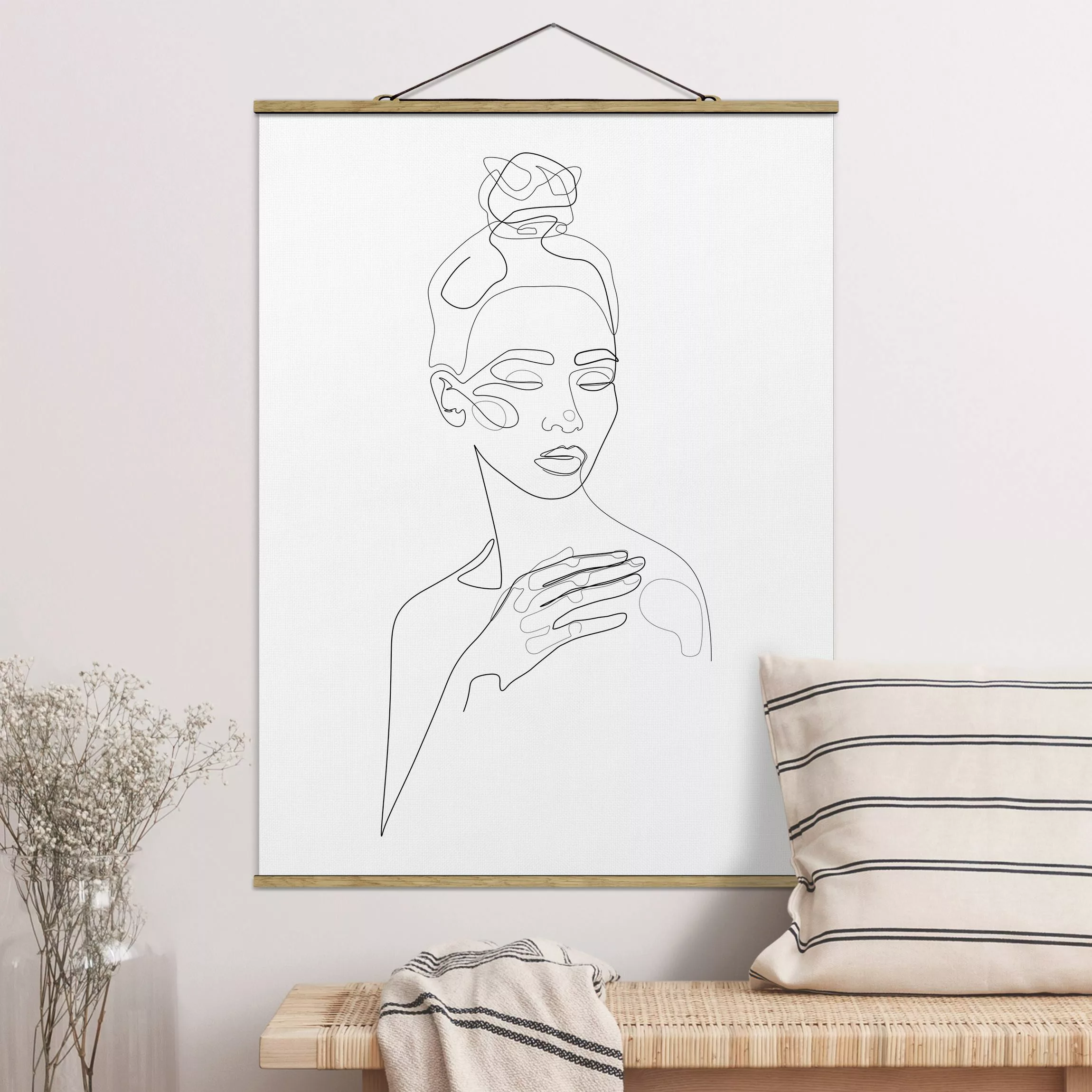 Stoffbild mit Posterleisten Line Art Portraits - Messy Beauty günstig online kaufen