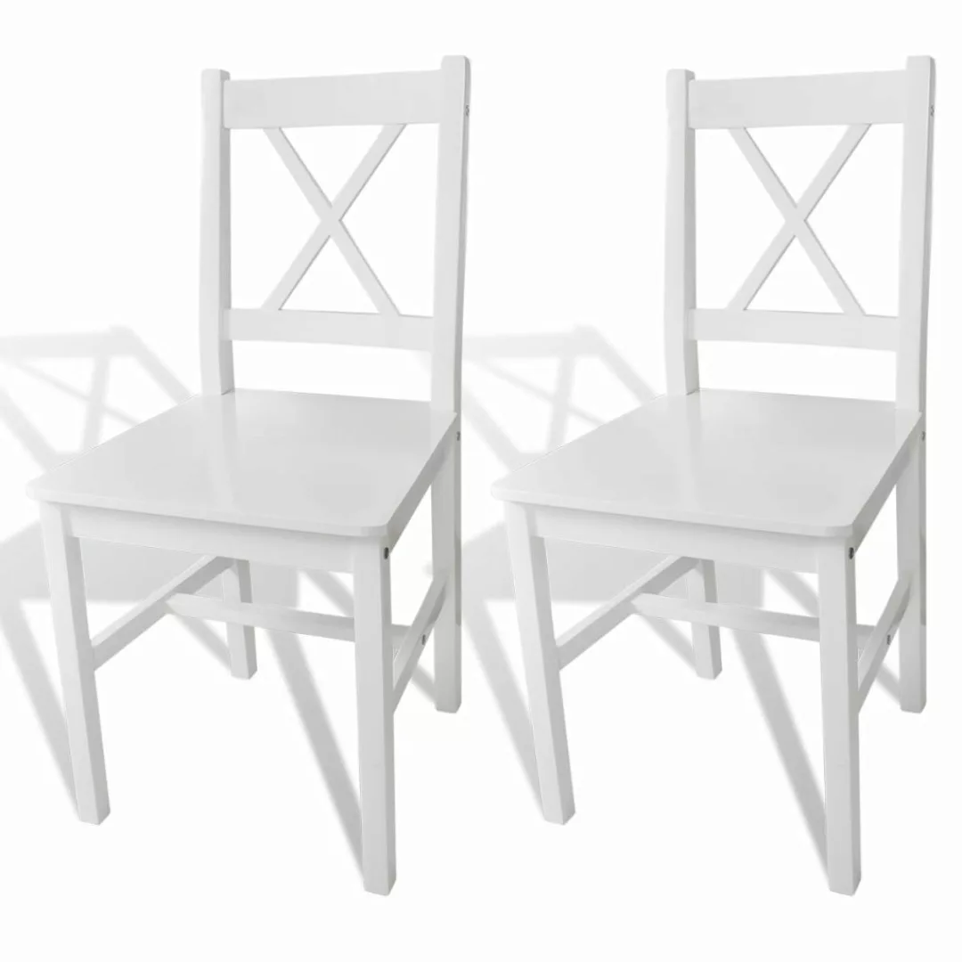 Esszimmerstühle 2 Stk. Weiß Kiefernholz günstig online kaufen