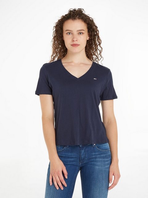 Tommy Jeans V-Shirt mit Tommy Jeans Logo-Flag auf der Brust günstig online kaufen