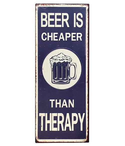 Blechschild BEER IS CHEAPER THAN THERAPY Vintage-Stil Dekoschild Nostalgie günstig online kaufen