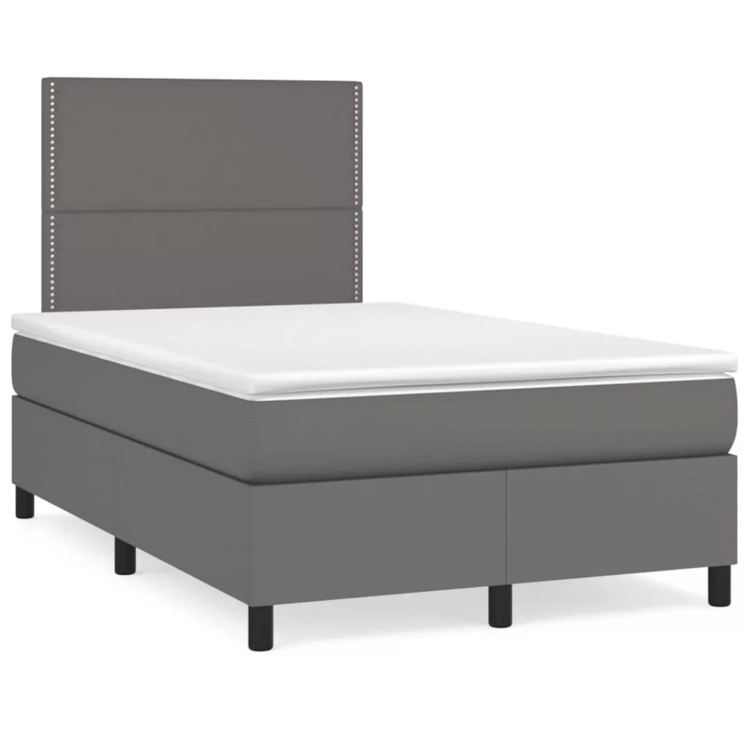 Vidaxl Boxspringbett Mit Matratze Grau 120x200 Cm Kunstleder günstig online kaufen