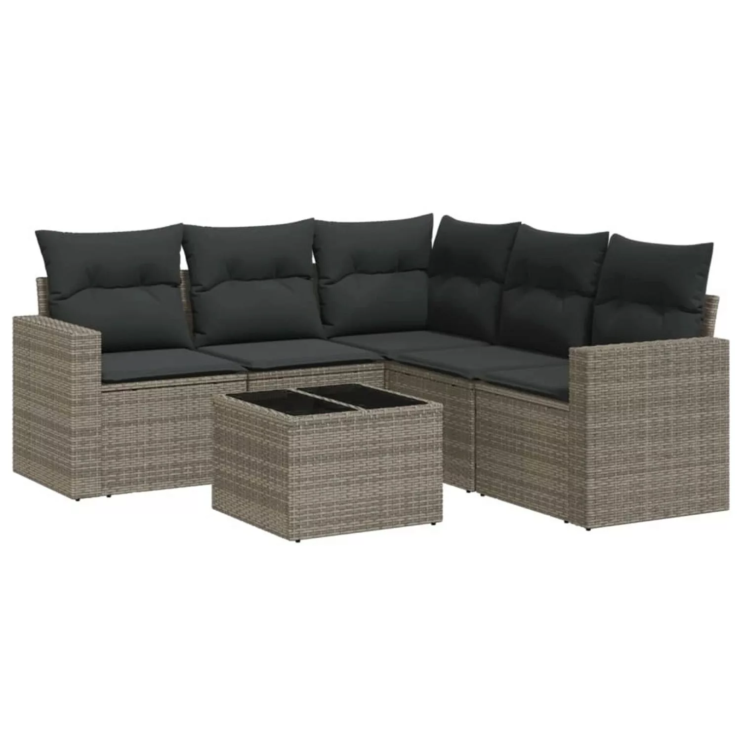 vidaXL 6-tlg Garten-Sofagarnitur mit Kissen Grau Poly Rattan Modell 18 günstig online kaufen