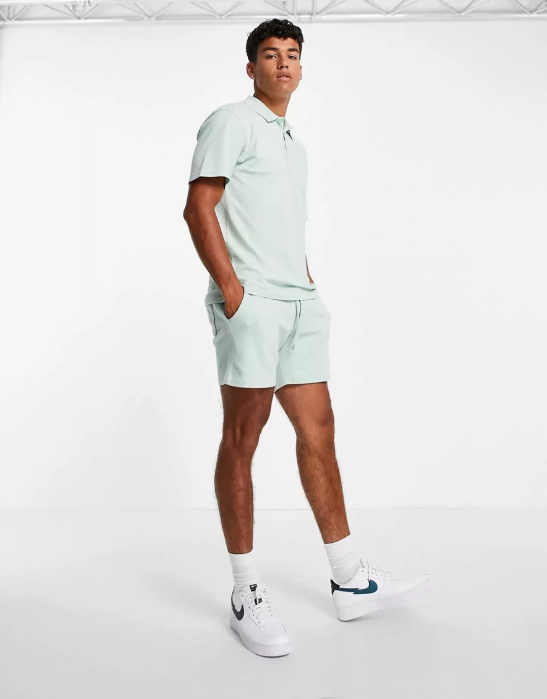 Jack & Jones Intelligence – Jerseyshorts in verwaschenem Minzgrün, Kombitei günstig online kaufen