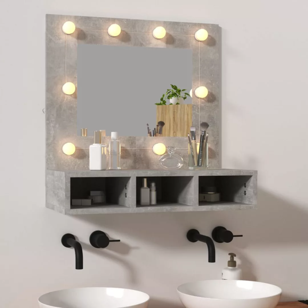 vidaXL Badezimmerspiegelschrank Spiegelschrank mit LED Betongrau 60x31,5x62 günstig online kaufen