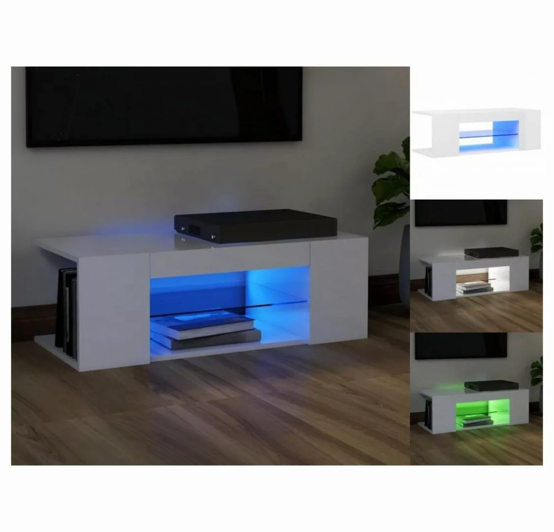 vidaXL TV-Schrank TV-Schrank mit LED-Leuchten Hochglanz-Weiß 90x39x30 cm Lo günstig online kaufen