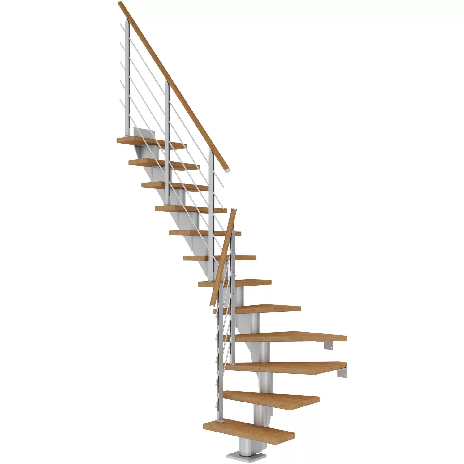 Dolle Mittelholmtreppe Frankfurt Eiche Perlgrau GH bis 279 cm 1/4 - gew. 65 günstig online kaufen