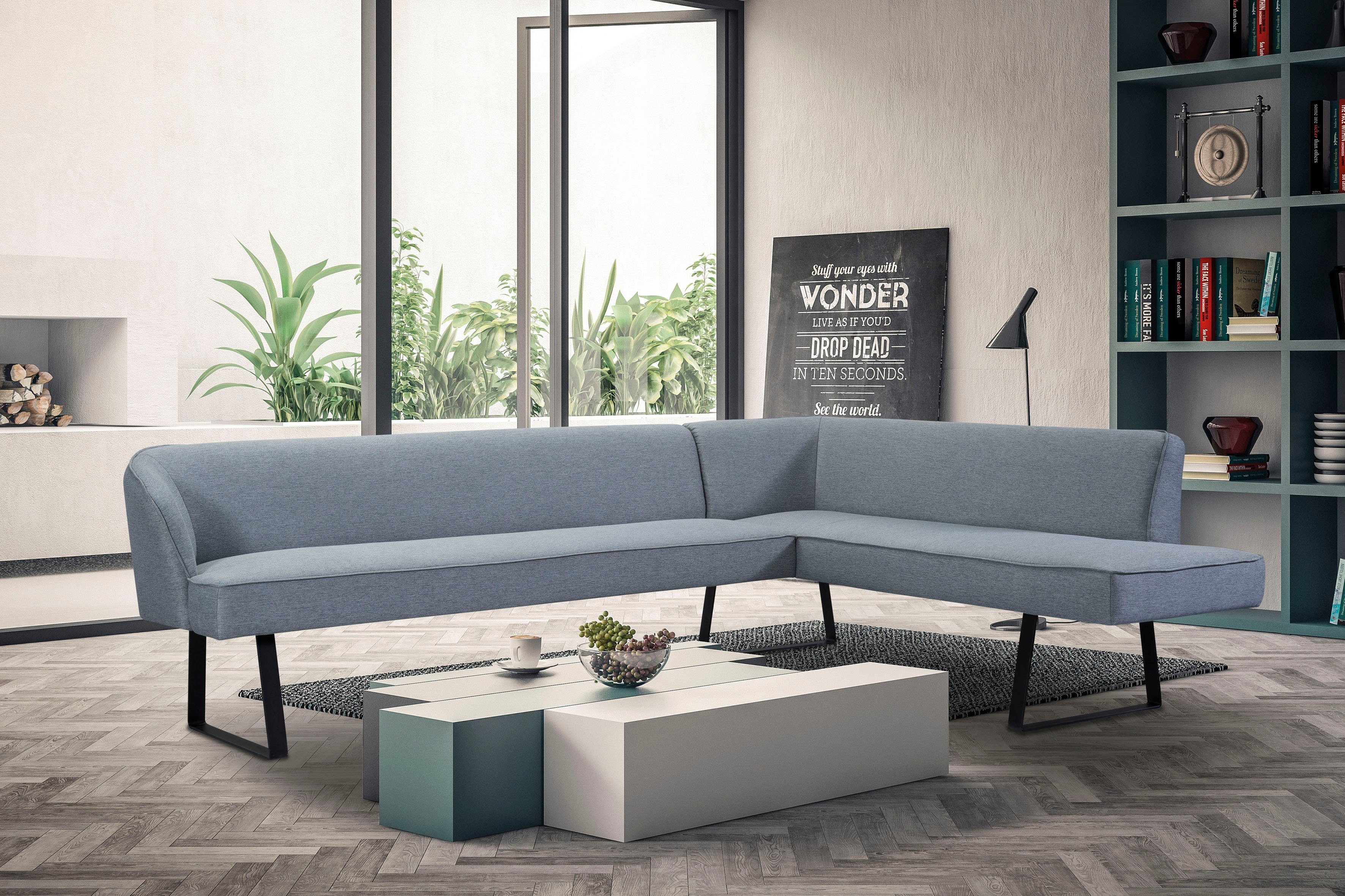 exxpo - sofa fashion Eckbank "Americano", mit Keder und Metallfüßen, Bezug günstig online kaufen