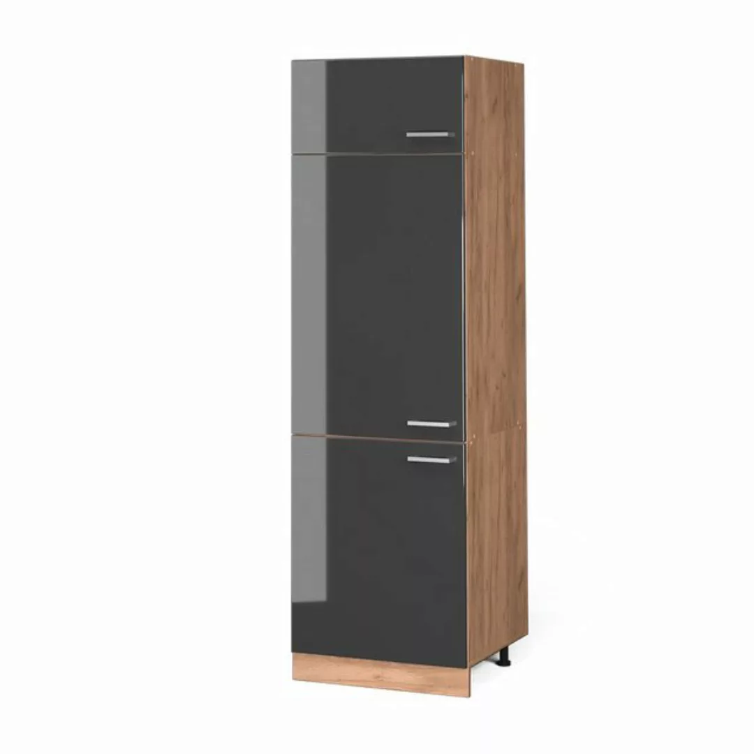 Vicco Kühlumbauschrank Küchenhochschrank R-Line 60 cm Goldkraft Anthrazit H günstig online kaufen