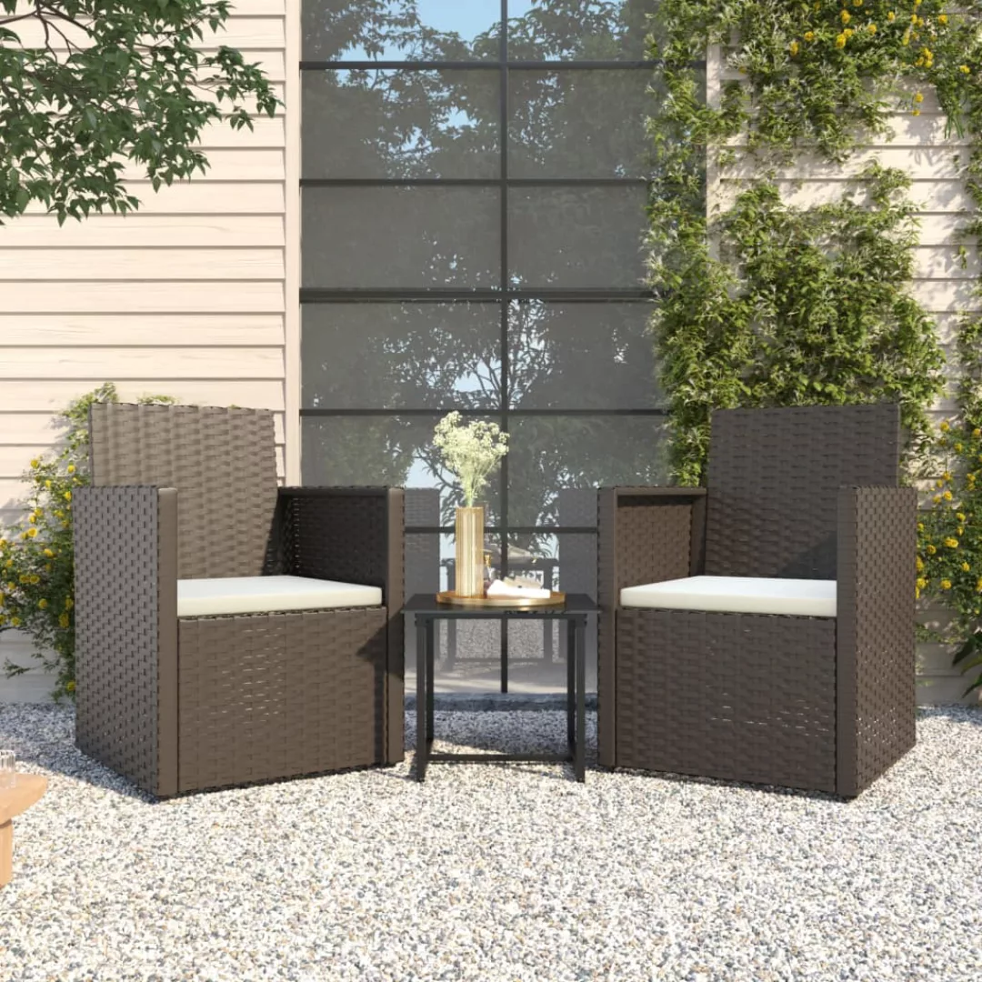 Vidaxl 3-tlg. Garten-sofagarnitur Mit Kissen Schwarz Poly Rattan günstig online kaufen