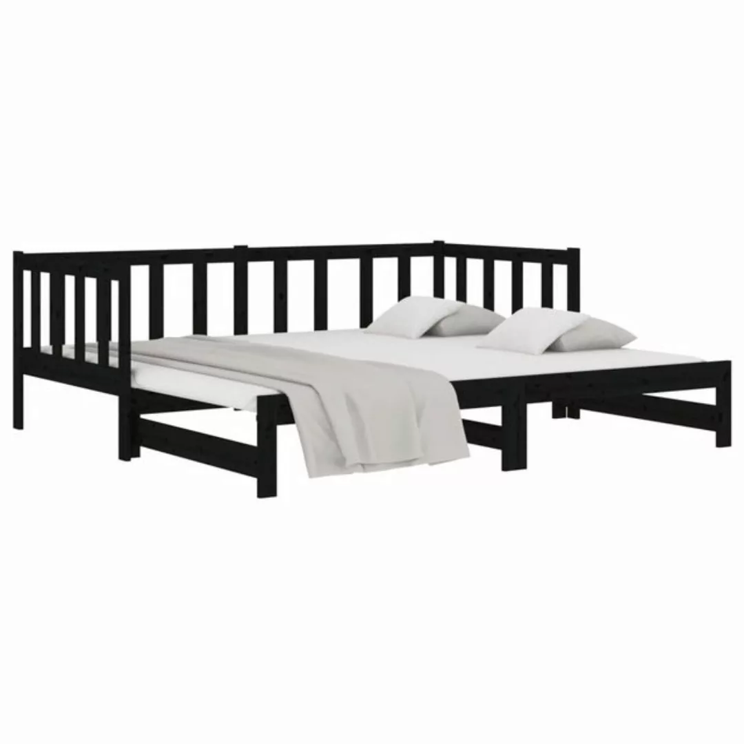 vidaXL Bettgestell Tagesbett Ausziehbar Schwarz 2x90x190 cm Massivholz Kief günstig online kaufen