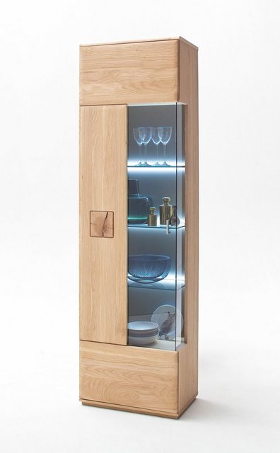 expendio Vitrine Bonn 3 links Eiche Bianco 60x208x38 cm vormontiert mit Bel günstig online kaufen