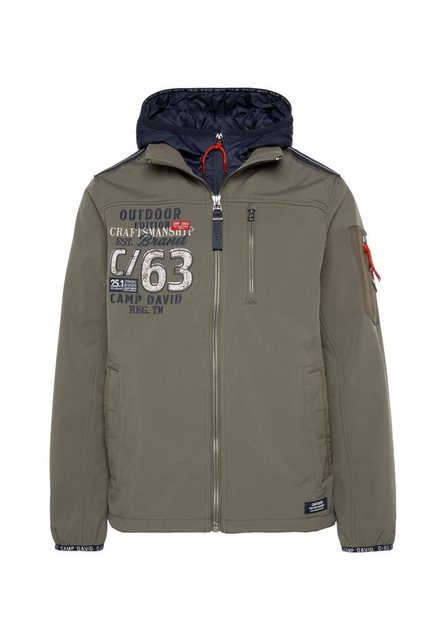 CAMP DAVID Softshelljacke mit Logo-Applikationen vorne und hinten günstig online kaufen