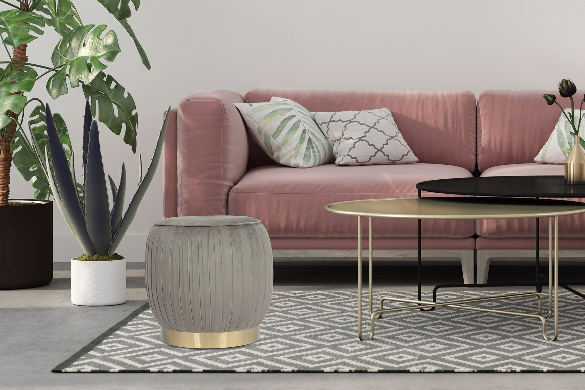 Kayoom Polsterhocker "Hocker Lyla 125, Edler Touch durch goldenen Sockel, S günstig online kaufen