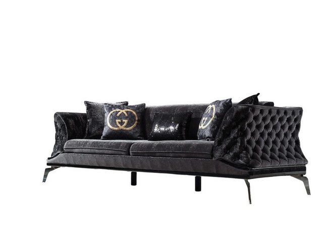 Xlmoebel 3-Sitzer Chesterfield Couch 3-Sitzer Polster Dreisitzer Möbel Holz günstig online kaufen