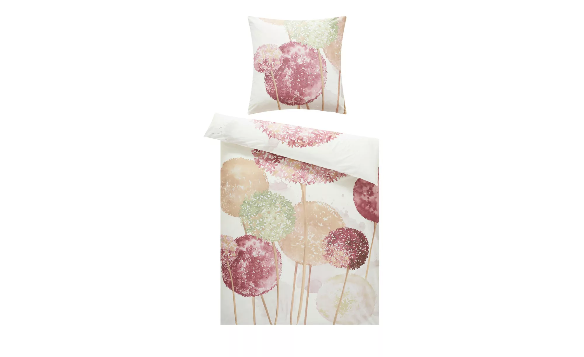 AURO Satin Bettwäsche  Floral - weiß - 100% Baumwolle - 135 cm - Bettwaren günstig online kaufen