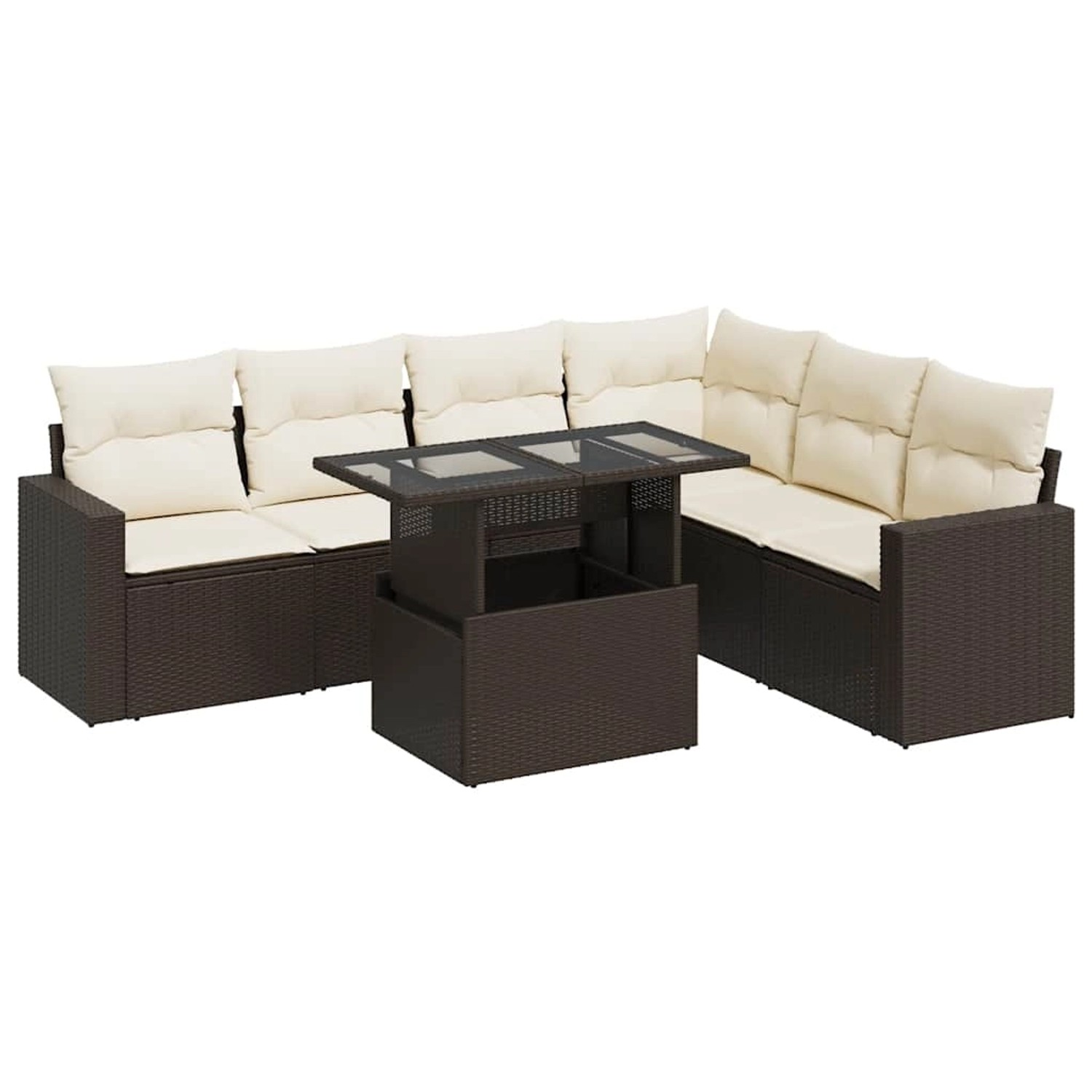 vidaXL 7-Tlg Garten-Sofagarnitur mit Kissen Braun Poly Rattan 3326334 günstig online kaufen