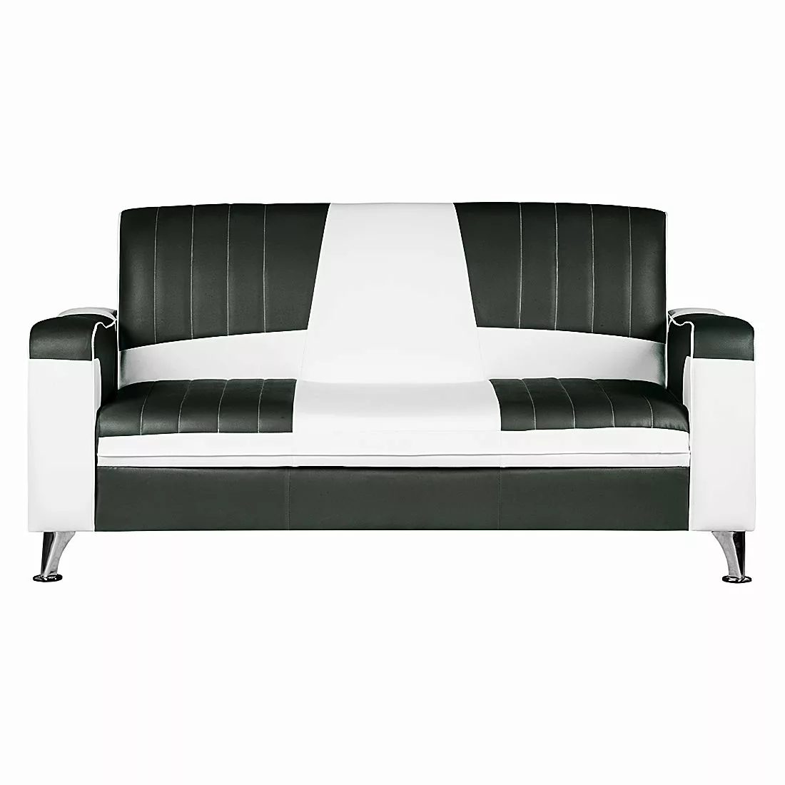 home24 Studio Monroe Sofa Nixa 3-Sitzer Weiß/Schwarz Kunstleder 186x93x76 c günstig online kaufen