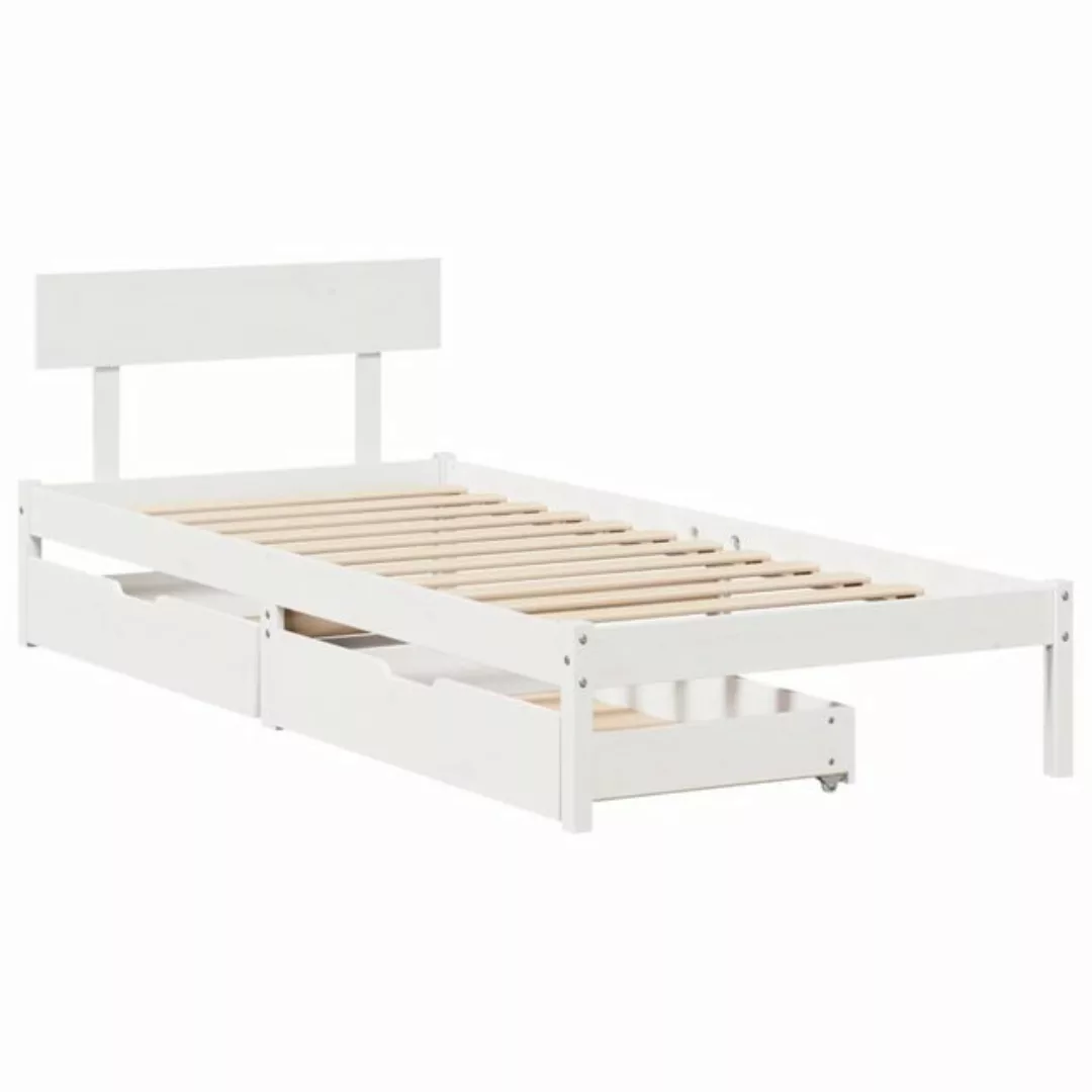 vidaXL Bett Massivholzbett ohne Matratze Weiß 90x200 cm Kiefernholz günstig online kaufen