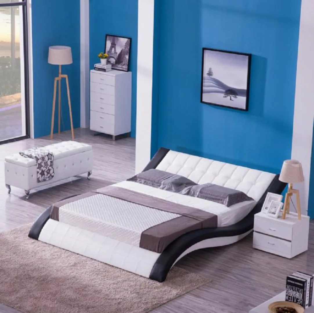 JVmoebel Bett Weiß Bett Polsterbett Moderne Doppel Schlafzimmer Ehebett Bet günstig online kaufen