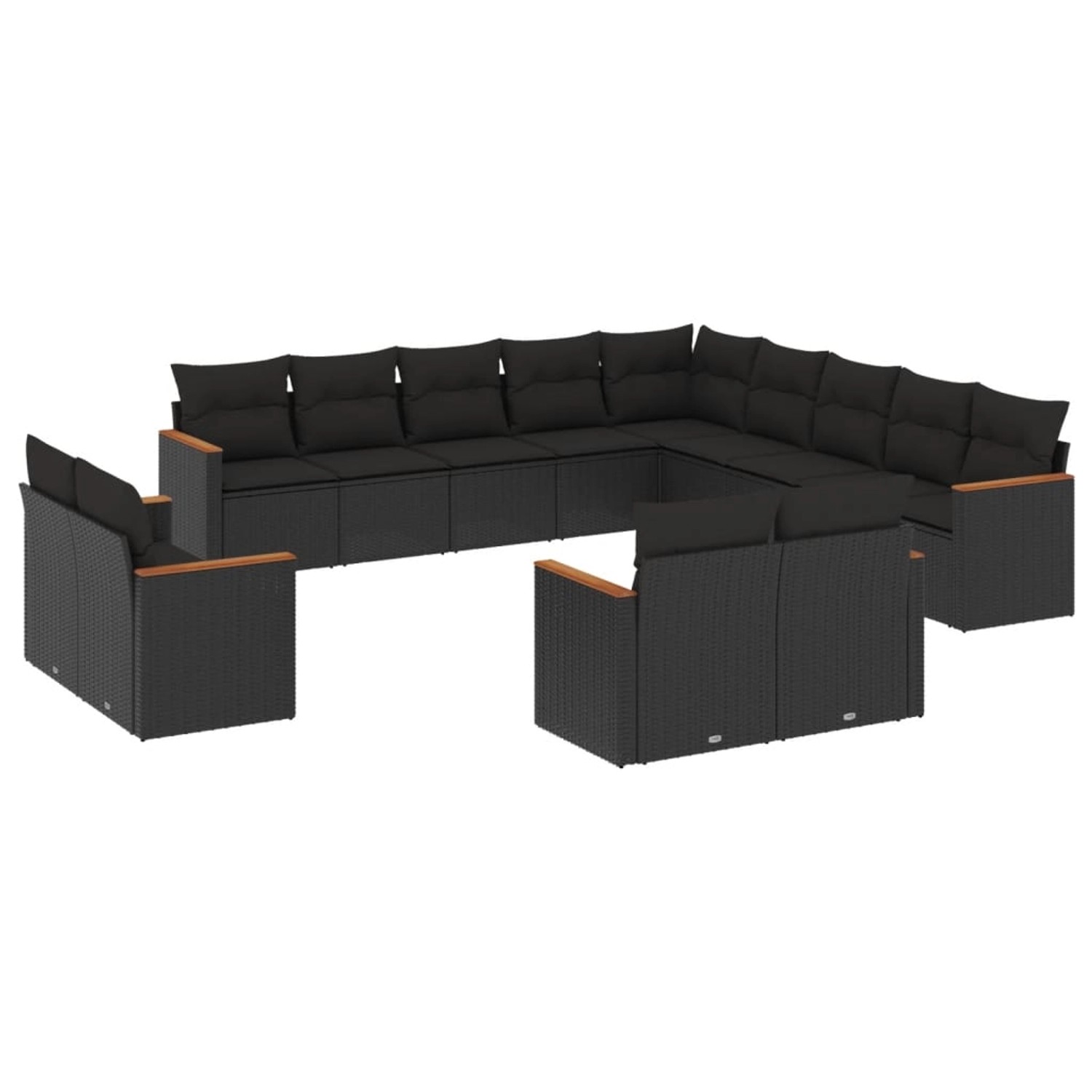 vidaXL 13-Tlg Garten-Sofagarnitur mit Kissen Schwarz Poly Rattan 3226524 günstig online kaufen