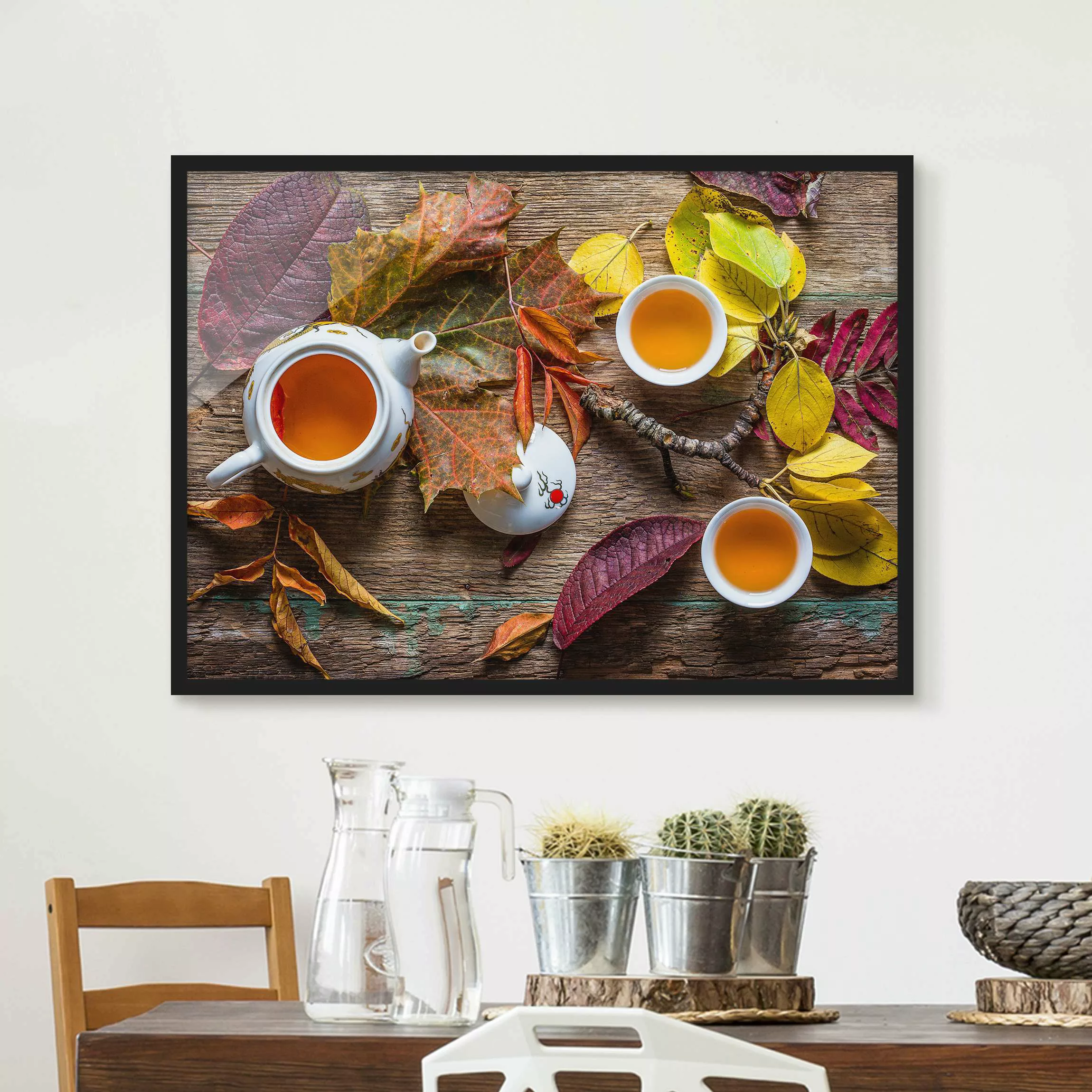 Bild mit Rahmen Küche - Querformat Tee im September günstig online kaufen