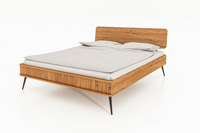 Natur24 Einzelbett Bett Tula 1 Wildeiche massiv 90x200cm mit Holzkopfteil günstig online kaufen