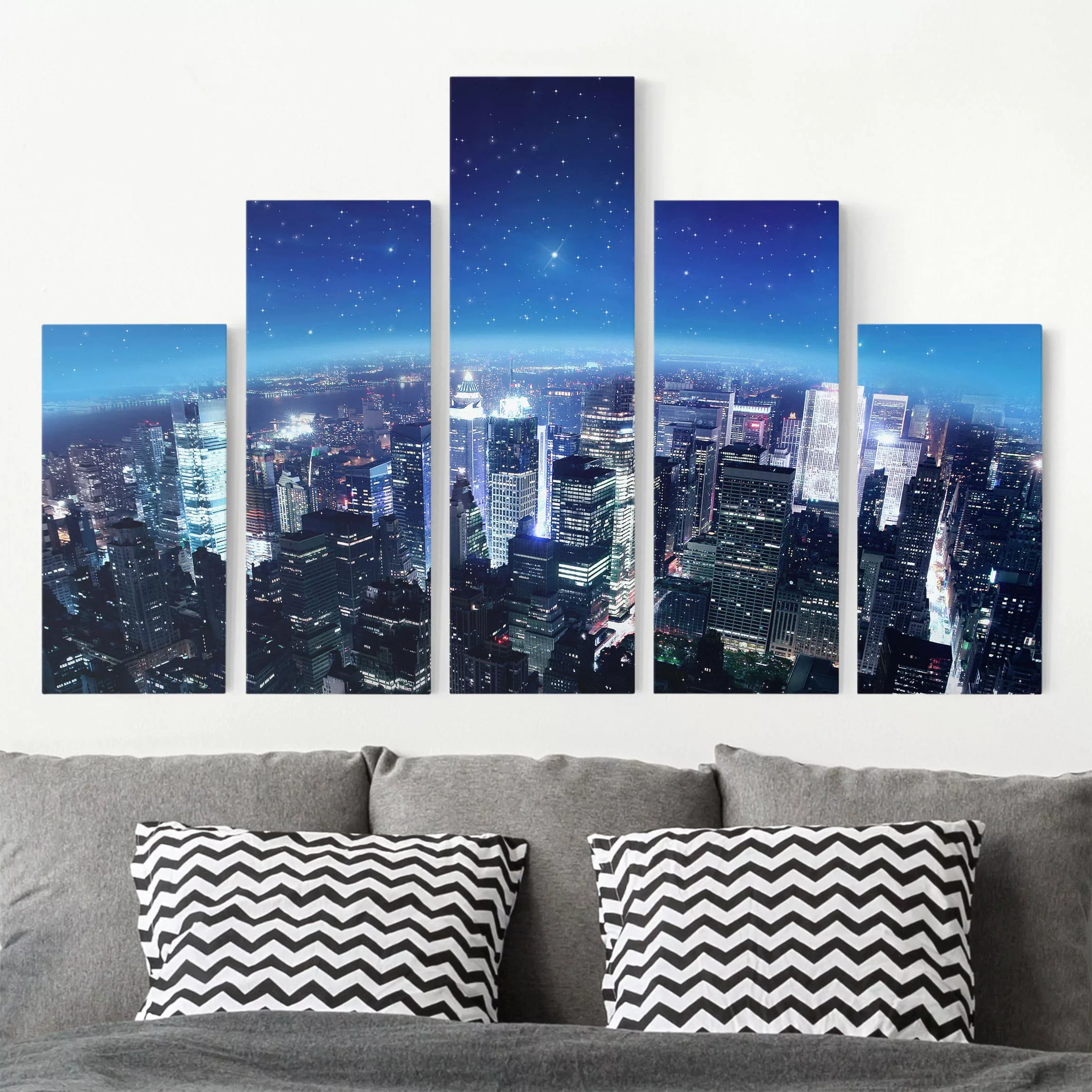 5-teiliges Leinwandbild - Querformat Illuminated New York günstig online kaufen