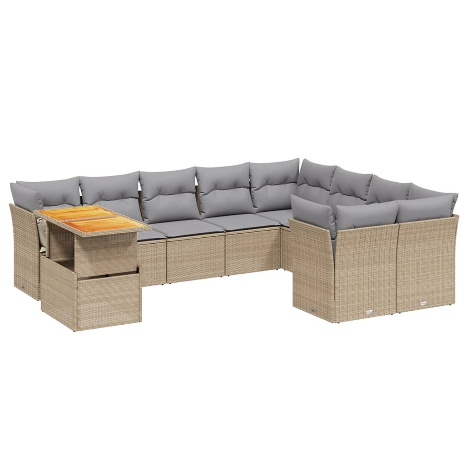 vidaXL 10-tlg Garten-Sofagarnitur mit Kissen Beige Poly Rattan Modell 186 günstig online kaufen