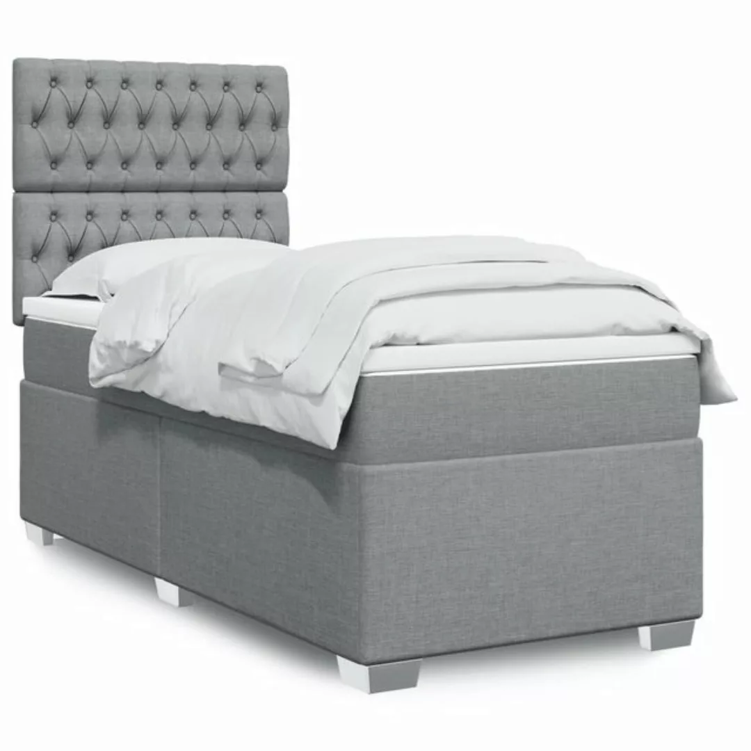 vidaXL Boxspringbett mit Matratze Hellgrau 100x200 cm Stoff2105595 günstig online kaufen