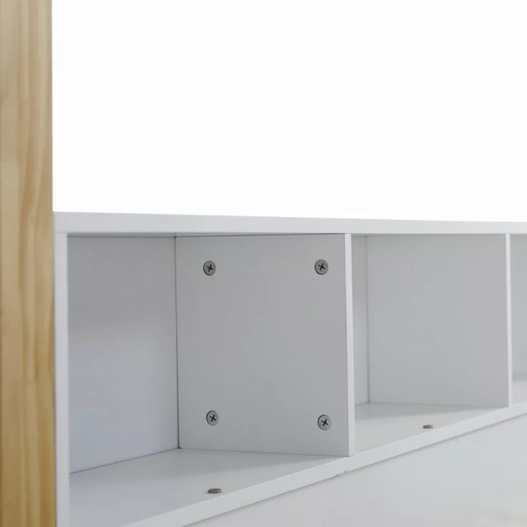 IDEASY Hausbett Robuste 90x200cm Holzbett mit 4 Regalfächern, ausziehbarem günstig online kaufen