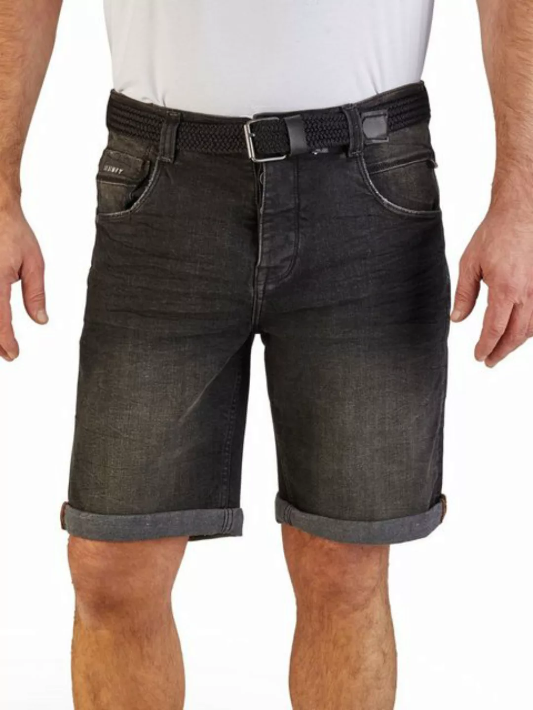 DENIMFY Jeans Shorts Herren mit Gürtel Stretch Kurz Regular Fit DFBo günstig online kaufen