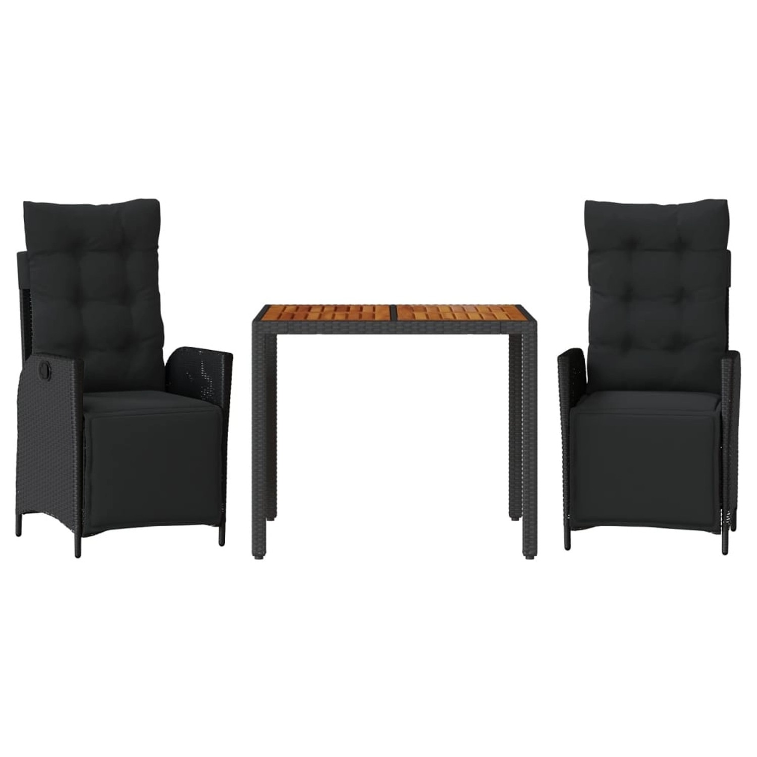 vidaXL 3-Tlg Garten-Essgruppe mit Kissen Schwarz Poly Rattan 3213338 günstig online kaufen