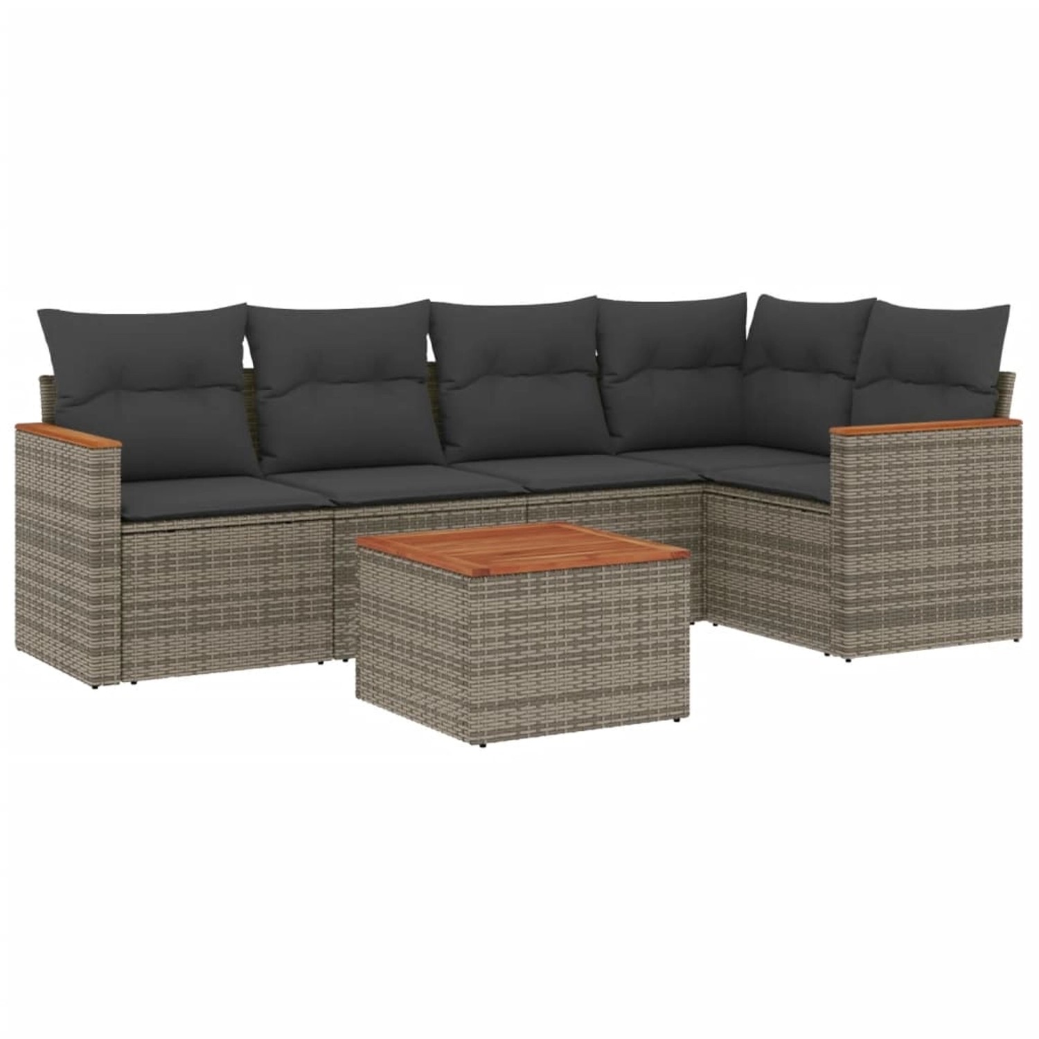 vidaXL 6-Tlg Garten-Sofagarnitur mit Kissen Grau Poly Rattan 3258357 günstig online kaufen