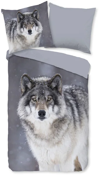 good morning Wendebettwäsche »Wolfie«, Flanell, Biber, Winter, Warm, Reißve günstig online kaufen